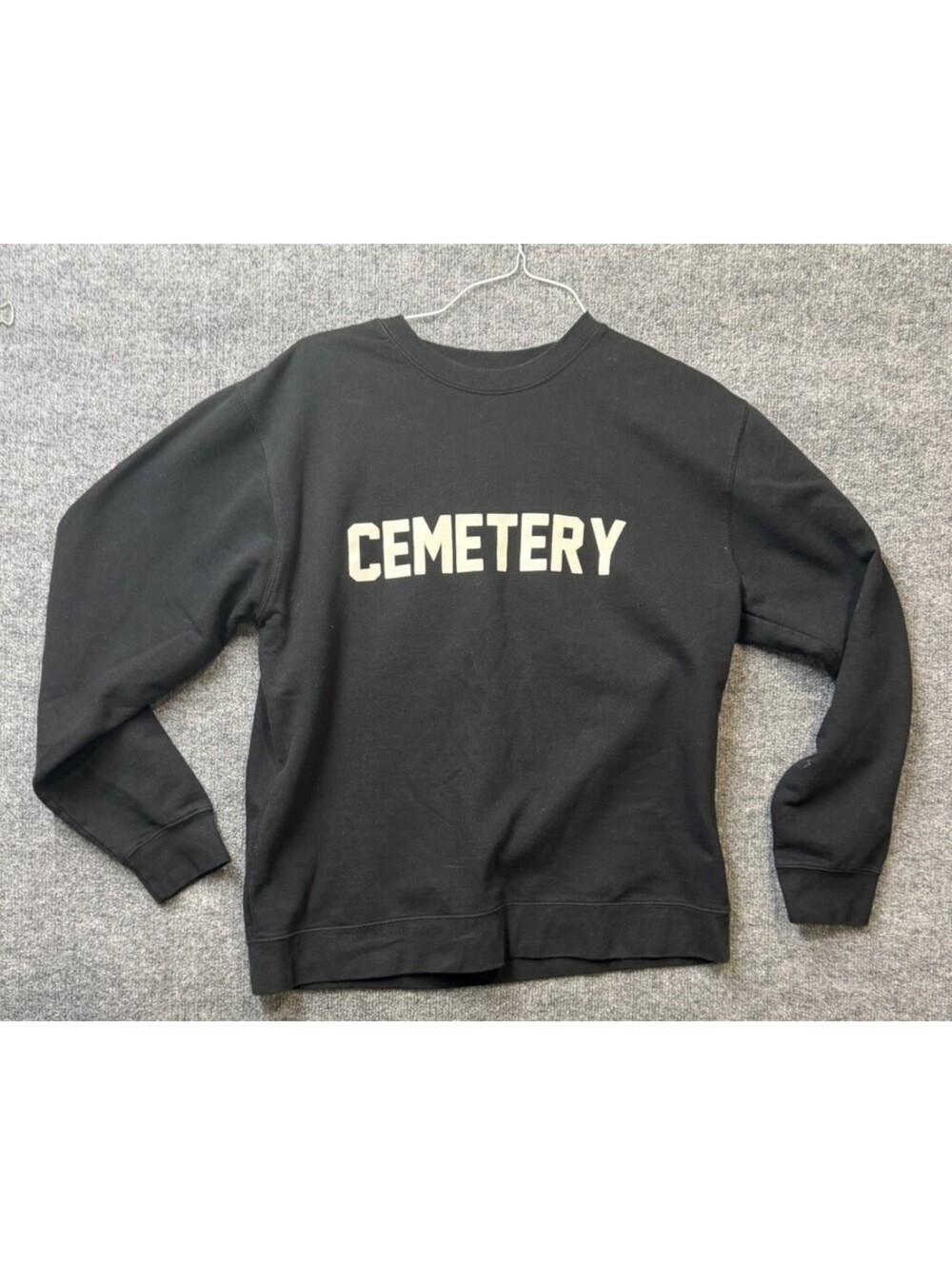 🖤 Cemetery Applique Crewneck Sweatshirt Black Unisex Size L Streetwear Grunge